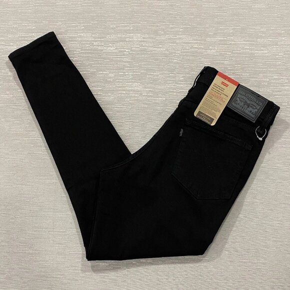 Levi's 720 Jeans Womens 30 x 28 Black Denim High Rise Super Skinny Stretch - Picture 1 of 14